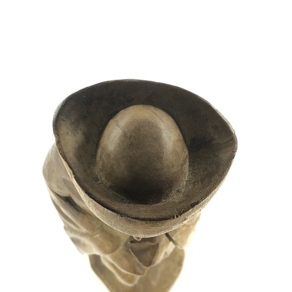 Vintage Hand Carved Wood Folk Art Man Colonial Figure Statue Sculpture 15 3/4-in - Picture 8 of 12